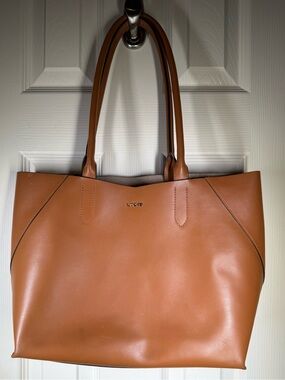 Lodis Caramel Leather Tote with Double Shoulder Straps